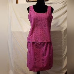 2 piece skirt & tank top like a dark pink or purple pink color with snake print